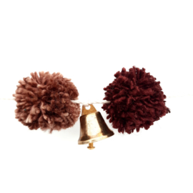 PomPom met belletjes - Roodbruin en Koper