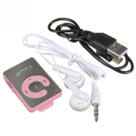 Mini MP3 speler met oortjes roze