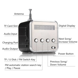 Mini radio V26 grijs