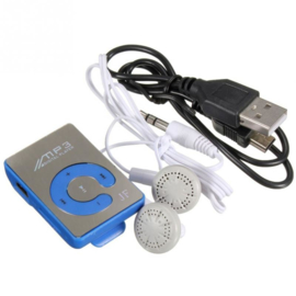 Mini MP3 speler met oortjes blauw