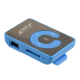 Mini MP3 speler met oortjes blauw