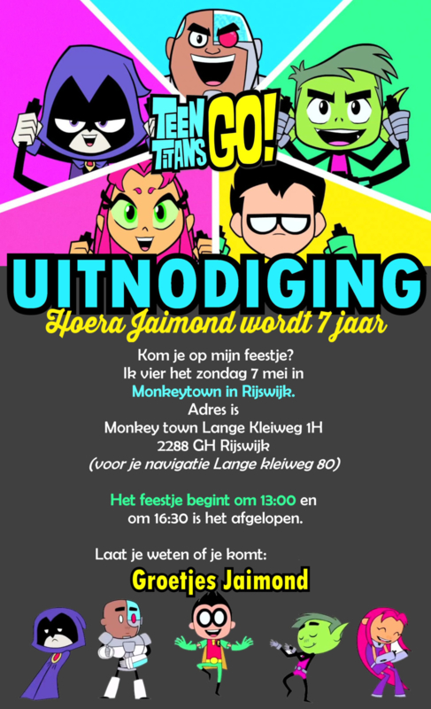 Spiksplinternieuw Teen titans - Uitnodiging | Verjaardag - Kinderen | Babsoluut FE-28