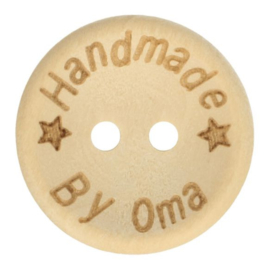 Houten knoop Handmade by oma 18mm per stuk