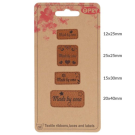Opry skai-leren labels Made by oma per 4 stuks