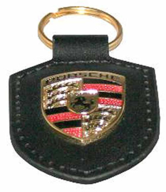 Porsche Anneau de clefs cuir avec Porsche logo Noir KSN650000