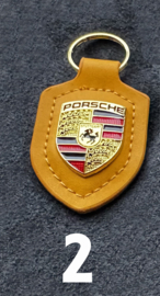 Porsche Sleutelring Leder met Porsche logo Roze, Oranje, Wit, Zwart en Rood KSN650000