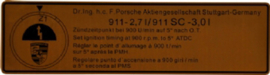 Porsche Étiquette Point d’allumage 91100650101