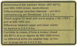 Porsche Étiquette niveau d’huile 91100650401