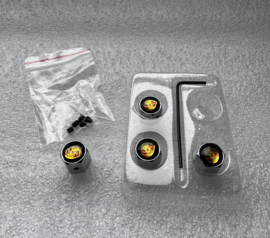 Porsche Anti diefstal sier ventieldop set (4 st.) Zink metaal legering inclusief inbussleutel Chroom KSN670100