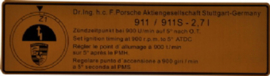 Porsche Étiquette Point d’allumage 91100650100
