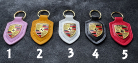 Porsche Sleutelring Leder met Porsche logo Roze, Oranje, Wit, Zwart en Rood KSN650000
