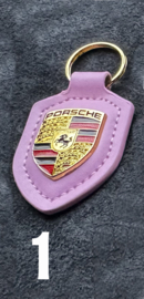 Porsche Sleutelring Leder met Porsche logo Roze, Oranje, Wit, Zwart en Rood KSN650000