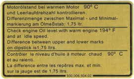 Porsche Sticker engine oil level 93000650402