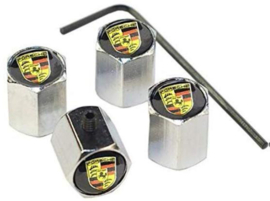 Porsche Anti diefstal sier ventieldop set (4 st.) Zink metaal legering inclusief inbussleutel Chroom KSN670100