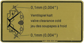 Porsche Sticker adjustment valve clearance 90100650300