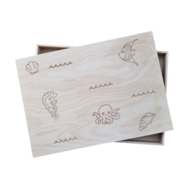 Houten speelbak beuken laag thema oceaan
