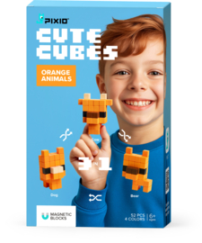 PIXIO - Cute Cubes - Orange Animals - 52 stuks