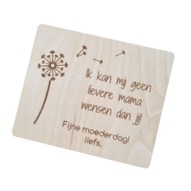 Houten kaart moederdag - moeder/mama