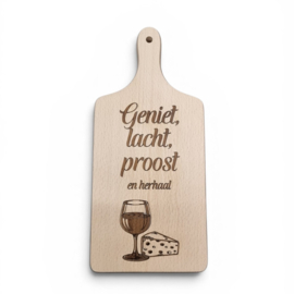 Borrelplank beuken 35,5cm - Geniet, lach, proost en herhaal