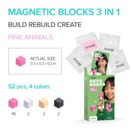 PIXIO - Cute Cubes - Pink Animals - 52 stuks