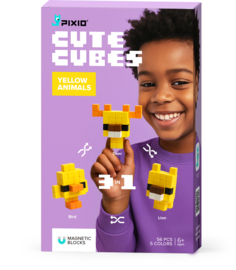 PIXIO - Cute Cubes - Yellow Animals - 52 stuks