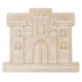 Houten kleurplaat kasteel