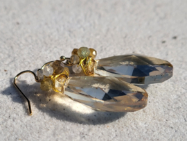 crystal oorbellen met toermalijn en citrien