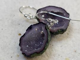 mini agaat geode oorbellen