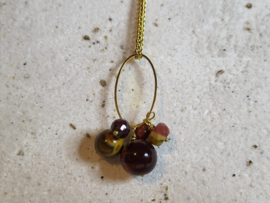 Gouden ketting met tijgeroog, mookaiet en granaat