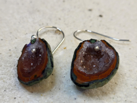 mini agaat geode oorbellen
