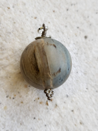 925 zilveren hanger versteend hout