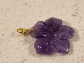 amethist bloem hanger goud