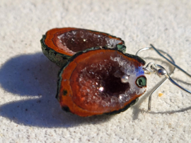 mini agaat geode oorbellen