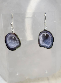 mini agaat geode oorbellen