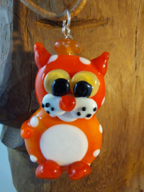 Grappige handgemaakte kat hanger met carneool