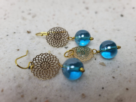 aqua aura oorbellen met hangertje