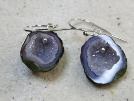mini agaat geode oorbellen