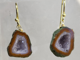 mini agaat geode oorbellen