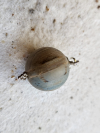 925 zilveren hanger versteend hout