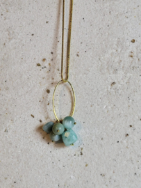 Gouden ketting met amazoniet en groene angeliet