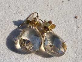 crystal oorbellen met toermalijn en citrien