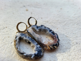 agaat geode oorhangers