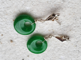 Groene onyx aan 925 zilveren oorstekers