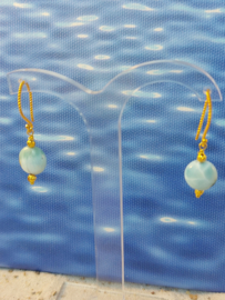 vermeil oorhangers met larimar