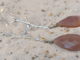 925 zilveren oorhangers met roze maansteen