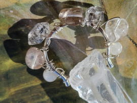 Energy tool met rutielkwarts, herkimer diamantjes en regenboog maansteen