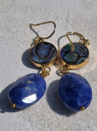abalone en sodaliet oorhangers