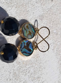 abalone en onyx oorhangers