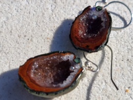 mini agaat geode oorbellen