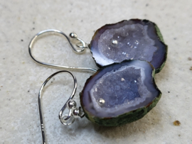 mini agaat geode oorbellen